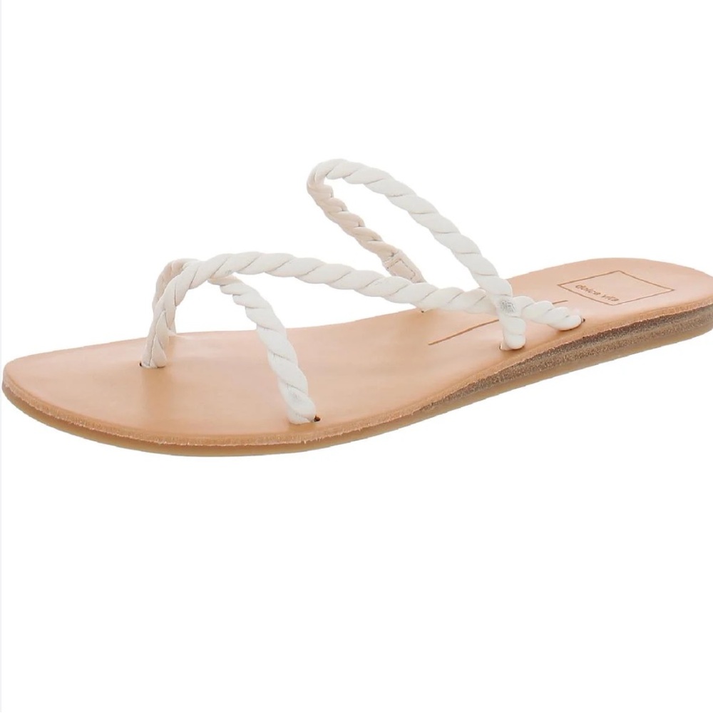 Dolce Vita Dexla Strappy white leather twisted slide sandals size 8 1/2